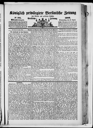 Königlich privilegirte Berlinische Zeitung von Staats- und gelehrten Sachen on Apr 19, 1906