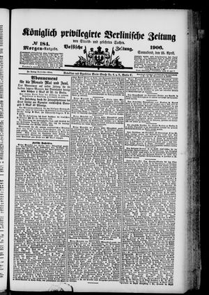 Königlich privilegirte Berlinische Zeitung von Staats- und gelehrten Sachen on Apr 21, 1906