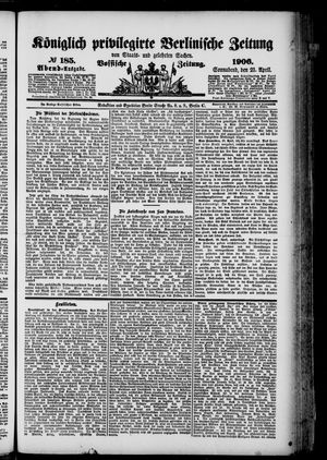 Königlich privilegirte Berlinische Zeitung von Staats- und gelehrten Sachen vom 21.04.1906