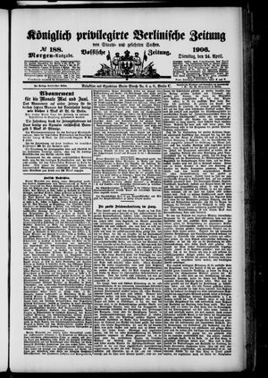 Königlich privilegirte Berlinische Zeitung von Staats- und gelehrten Sachen vom 24.04.1906