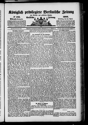 Königlich privilegirte Berlinische Zeitung von Staats- und gelehrten Sachen vom 24.04.1906