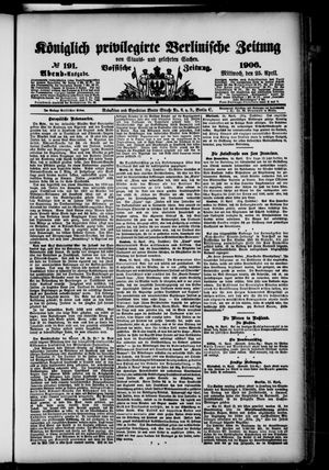 Königlich privilegirte Berlinische Zeitung von Staats- und gelehrten Sachen vom 25.04.1906