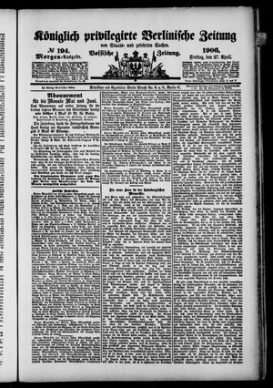 Königlich privilegirte Berlinische Zeitung von Staats- und gelehrten Sachen vom 27.04.1906