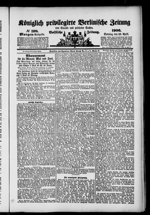 Königlich privilegirte Berlinische Zeitung von Staats- und gelehrten Sachen on Apr 29, 1906
