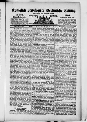 Königlich privilegirte Berlinische Zeitung von Staats- und gelehrten Sachen on May 5, 1906