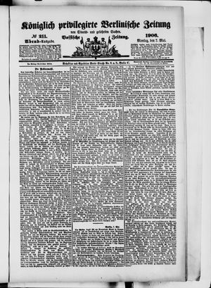 Königlich privilegirte Berlinische Zeitung von Staats- und gelehrten Sachen vom 07.05.1906