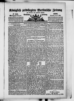 Königlich privilegirte Berlinische Zeitung von Staats- und gelehrten Sachen vom 08.05.1906