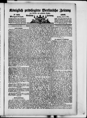 Königlich privilegirte Berlinische Zeitung von Staats- und gelehrten Sachen vom 11.05.1906