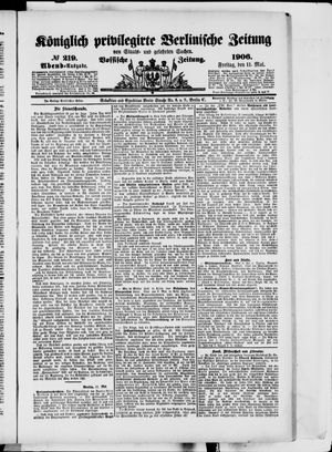 Königlich privilegirte Berlinische Zeitung von Staats- und gelehrten Sachen vom 11.05.1906