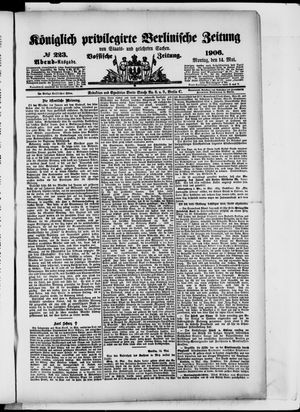 Königlich privilegirte Berlinische Zeitung von Staats- und gelehrten Sachen on May 14, 1906