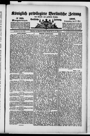 Königlich privilegirte Berlinische Zeitung von Staats- und gelehrten Sachen on May 17, 1906