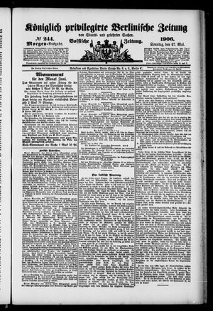 Königlich privilegirte Berlinische Zeitung von Staats- und gelehrten Sachen on May 27, 1906