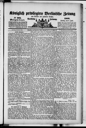 Königlich privilegirte Berlinische Zeitung von Staats- und gelehrten Sachen vom 08.06.1906
