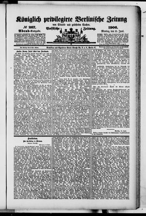 Königlich privilegirte Berlinische Zeitung von Staats- und gelehrten Sachen vom 11.06.1906