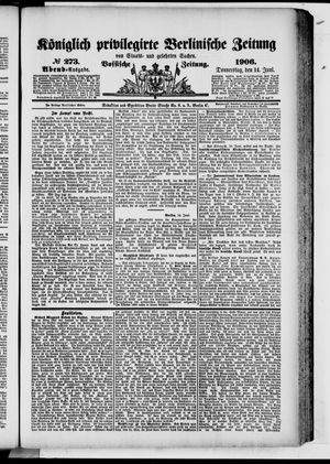 Königlich privilegirte Berlinische Zeitung von Staats- und gelehrten Sachen on Jun 14, 1906