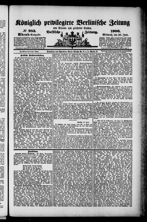 Königlich privilegirte Berlinische Zeitung von Staats- und gelehrten Sachen on Jun 20, 1906