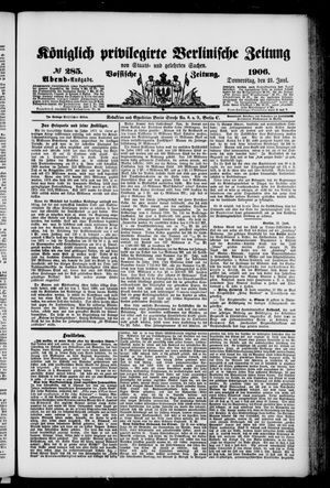 Königlich privilegirte Berlinische Zeitung von Staats- und gelehrten Sachen vom 21.06.1906
