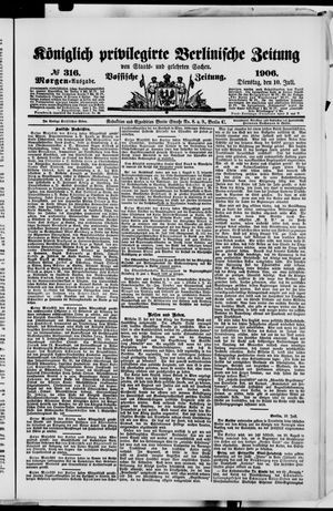 Königlich privilegirte Berlinische Zeitung von Staats- und gelehrten Sachen vom 10.07.1906