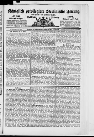 Königlich privilegirte Berlinische Zeitung von Staats- und gelehrten Sachen on Jul 18, 1906