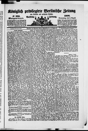 Königlich privilegirte Berlinische Zeitung von Staats- und gelehrten Sachen on Aug 2, 1906