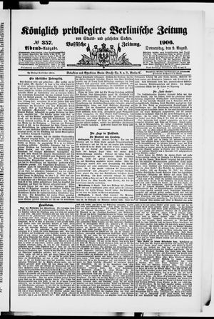 Königlich privilegirte Berlinische Zeitung von Staats- und gelehrten Sachen on Aug 2, 1906