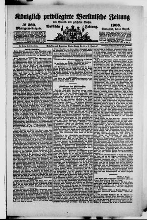 Königlich privilegirte Berlinische Zeitung von Staats- und gelehrten Sachen vom 04.08.1906