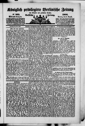 Königlich privilegirte Berlinische Zeitung von Staats- und gelehrten Sachen vom 06.08.1906