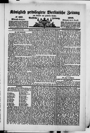 Königlich privilegirte Berlinische Zeitung von Staats- und gelehrten Sachen on Aug 8, 1906