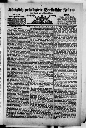 Königlich privilegirte Berlinische Zeitung von Staats- und gelehrten Sachen vom 10.08.1906