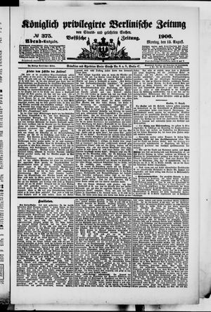 Königlich privilegirte Berlinische Zeitung von Staats- und gelehrten Sachen vom 13.08.1906