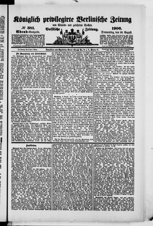 Königlich privilegirte Berlinische Zeitung von Staats- und gelehrten Sachen vom 16.08.1906