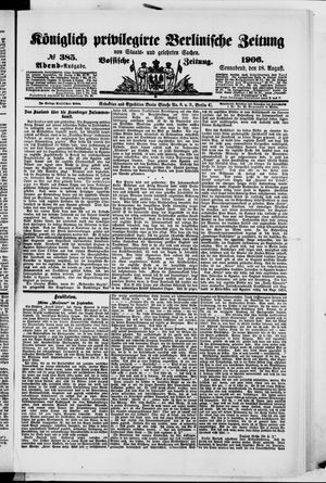 Königlich privilegirte Berlinische Zeitung von Staats- und gelehrten Sachen vom 18.08.1906