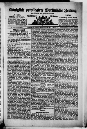 Königlich privilegirte Berlinische Zeitung von Staats- und gelehrten Sachen on Aug 30, 1906