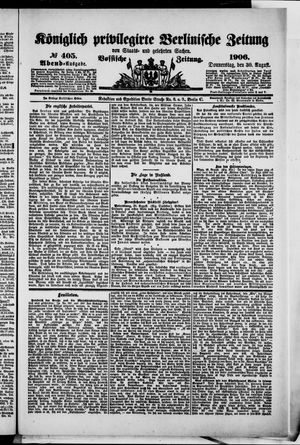 Königlich privilegirte Berlinische Zeitung von Staats- und gelehrten Sachen on Aug 30, 1906