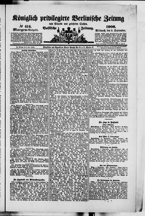 Königlich privilegirte Berlinische Zeitung von Staats- und gelehrten Sachen on Sep 5, 1906