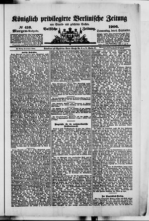 Königlich privilegirte Berlinische Zeitung von Staats- und gelehrten Sachen on Sep 6, 1906