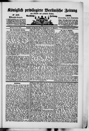 Königlich privilegirte Berlinische Zeitung von Staats- und gelehrten Sachen on Sep 6, 1906