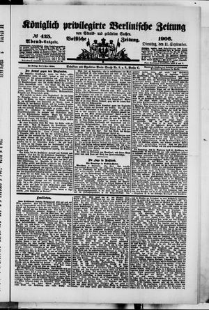 Königlich privilegirte Berlinische Zeitung von Staats- und gelehrten Sachen vom 11.09.1906