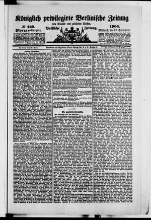 Königlich privilegirte Berlinische Zeitung von Staats- und gelehrten Sachen on Sep 12, 1906