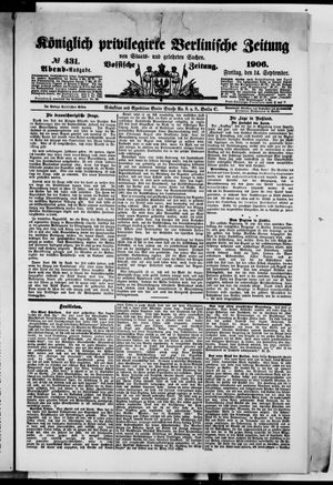 Königlich privilegirte Berlinische Zeitung von Staats- und gelehrten Sachen vom 14.09.1906