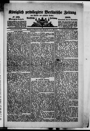 Königlich privilegirte Berlinische Zeitung von Staats- und gelehrten Sachen vom 15.09.1906