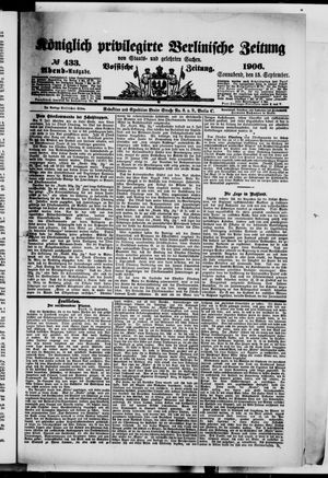 Königlich privilegirte Berlinische Zeitung von Staats- und gelehrten Sachen vom 15.09.1906
