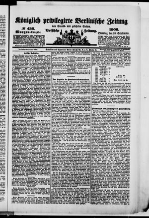 Königlich privilegirte Berlinische Zeitung von Staats- und gelehrten Sachen on Sep 18, 1906