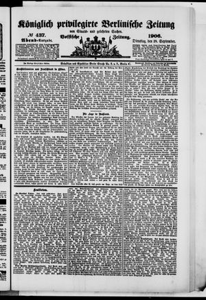 Königlich privilegirte Berlinische Zeitung von Staats- und gelehrten Sachen on Sep 18, 1906