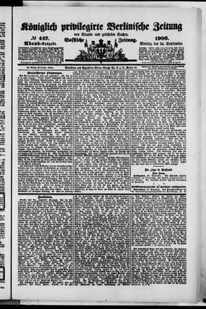 Königlich privilegirte Berlinische Zeitung von Staats- und gelehrten Sachen vom 24.09.1906