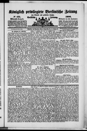 Königlich privilegirte Berlinische Zeitung von Staats- und gelehrten Sachen vom 26.09.1906