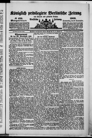 Königlich privilegirte Berlinische Zeitung von Staats- und gelehrten Sachen vom 27.09.1906