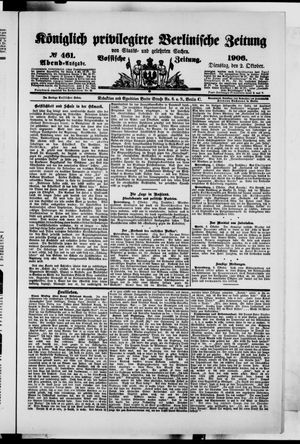 Königlich privilegirte Berlinische Zeitung von Staats- und gelehrten Sachen on Oct 2, 1906