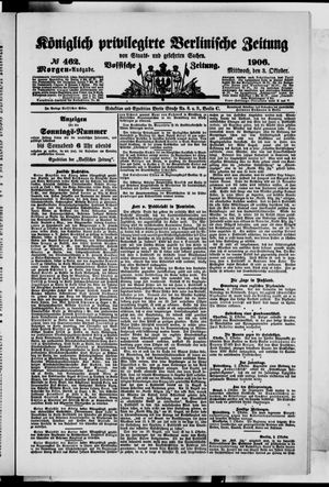 Königlich privilegirte Berlinische Zeitung von Staats- und gelehrten Sachen on Oct 3, 1906