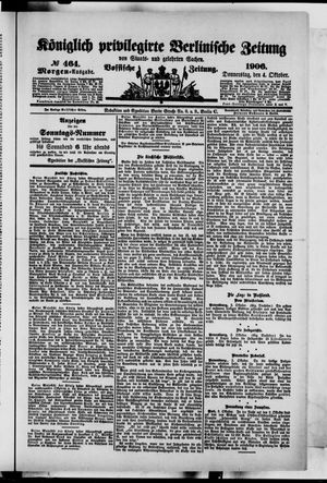 Königlich privilegirte Berlinische Zeitung von Staats- und gelehrten Sachen on Oct 4, 1906